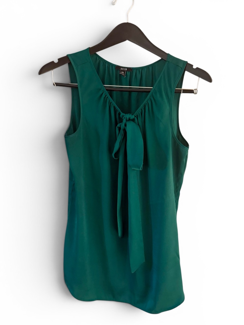 Jacob Sleeveless Blouse Green with Tie Neck Size S